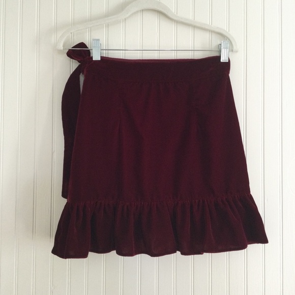 Urban Outfitters Velvet Wrap Skirt with Ruffles - Picture 6 of 11